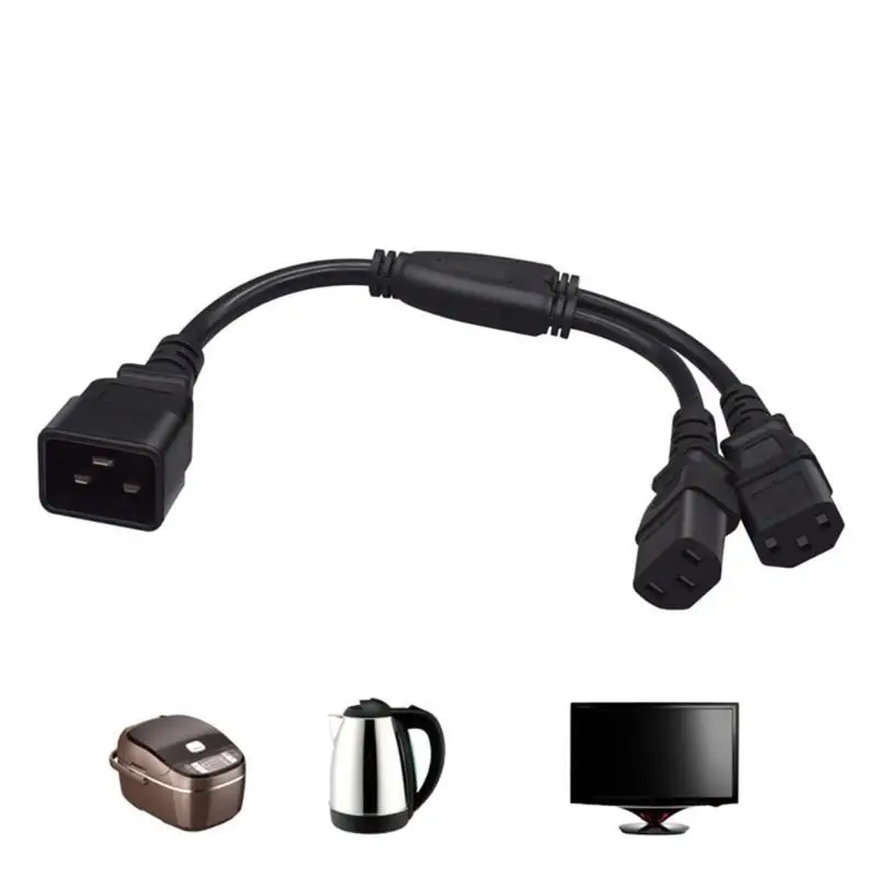 

652F 3-контактные разъемы C20–C13 + C13, шнур-переходник, кабель-переходник «папа-мама», Y-образный разветвитель, провод черный