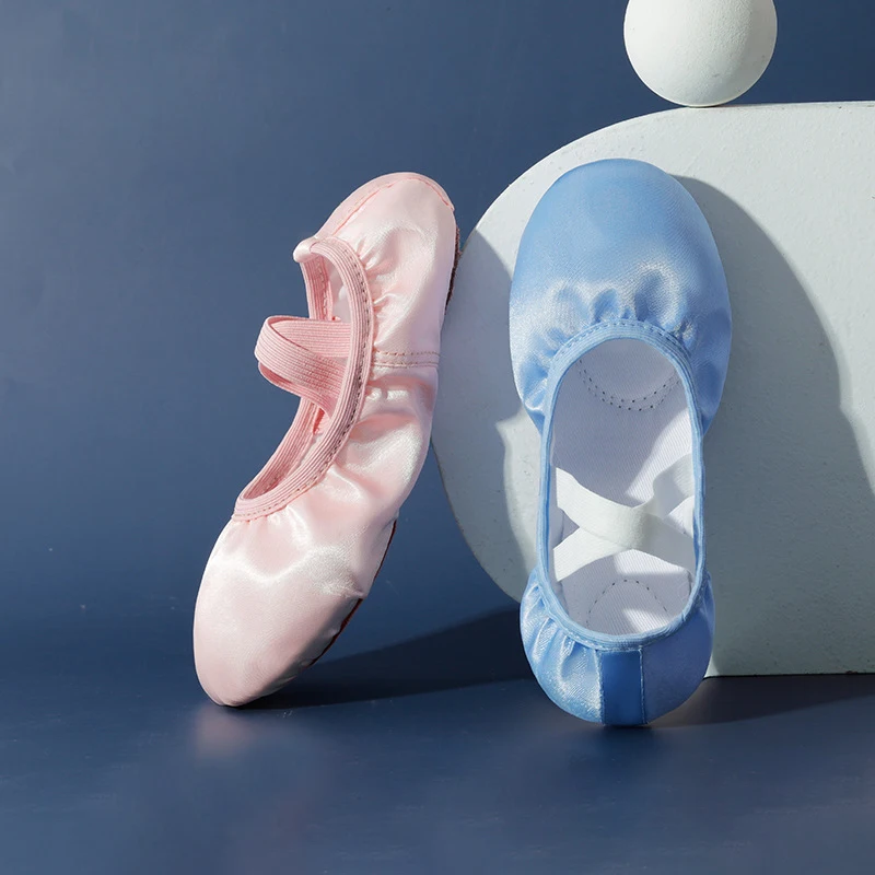 

Шелковые балетки для девочек, танцевальные тапочки, балетки для малышей/малышей/больших детей, женские балетки на плоской подошве