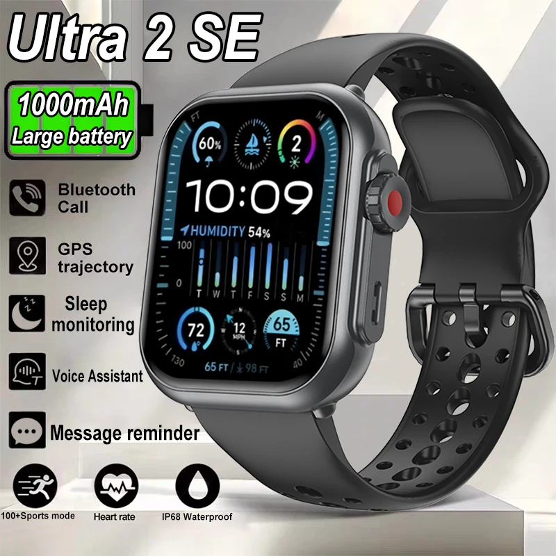 

Watch Ultra 2 SE Men Women 1000mAh HD AMOLED 100+Sport Heart Rate Bluetooth Call Waterproof GPS Track Smartwatch For iOS Android