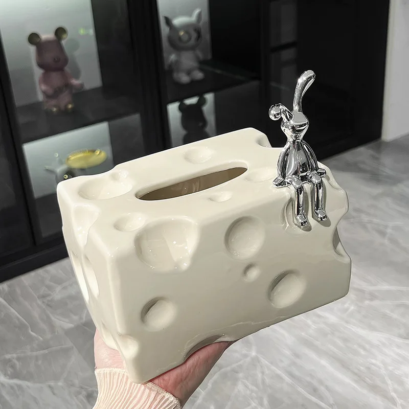 

Ceramic Tissue Box for Living Room, High-End Entry Table Decoration, Napkin Paper Extraction Box, Household Creative Tissue Box