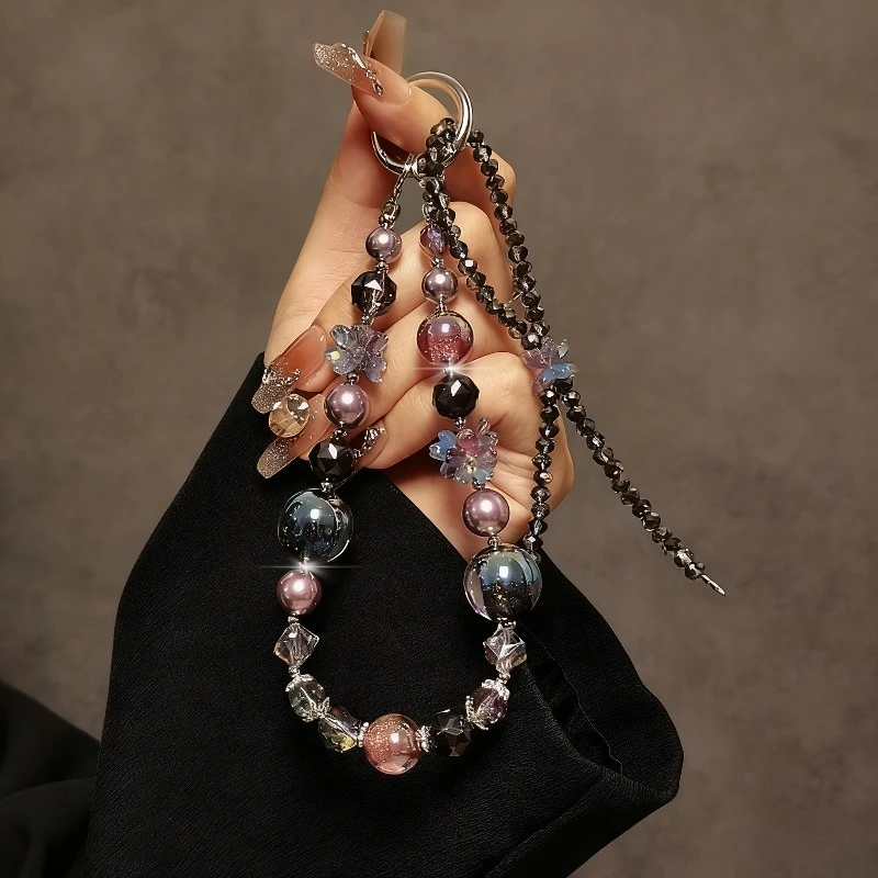 

1 luxurious high-end amethyst bead bracelet, wrist short hanging rope, phone case, car keychain, bag pendant