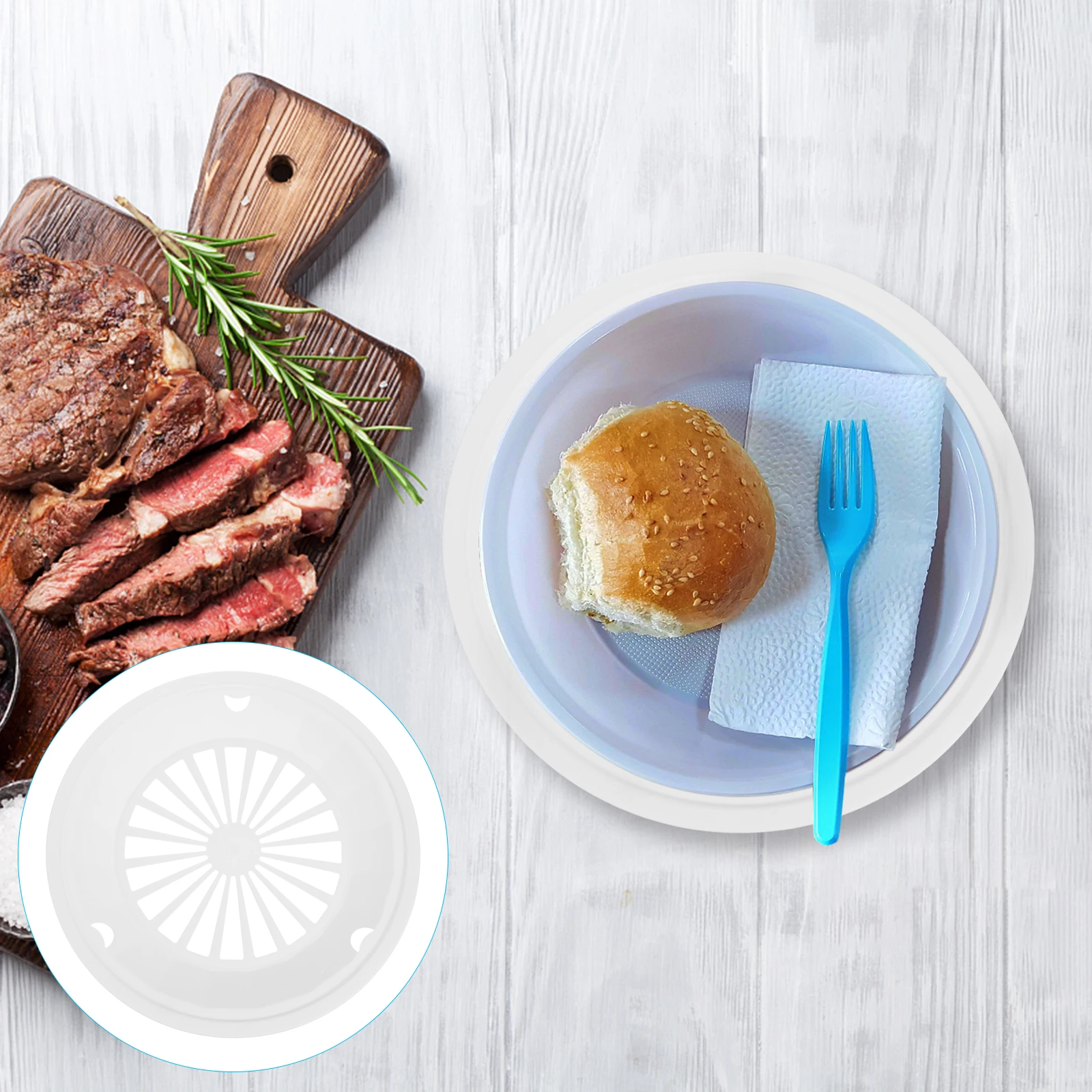 

10Pcs BBQ Paper Plate Holder High-Quality Plastic Dinner Plates Reusable Trays for Outdoors Camping Supplies