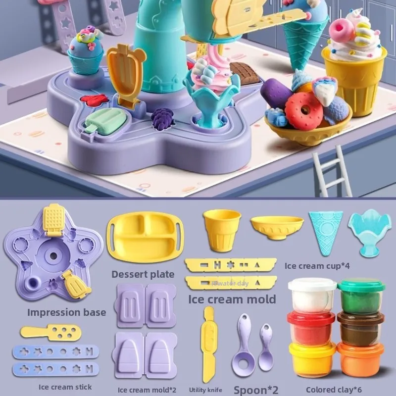 Zestaw zabawek z kolorowej plasteliny dla dzieci - maszyna do hamburgerów, maszyna do makaronu i foremki do plasteliny, idealny do kreatywnego rękodzieła