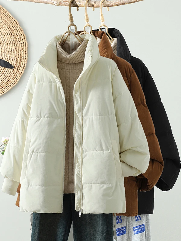 

Retro Thiened Cotton Padded Coat Stand Collar Oversized Bread Sle Vesent Warmth Comfortable Fit for Winter 2025