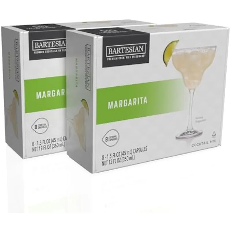 Bartesian 16-Pack Margarita Mixer Capsules for Cocktail Machine – Home Bar Mixology Cocktails Mix Pod Capsule