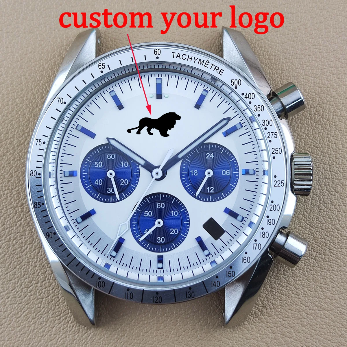 Vk63กรณี Nh35นาฬิกา Panda Dial Japan นาฬิกาควอตซ์ VK63การเคลื่อนไหวโลโก้ที่กำหนดเอง Nh36 Chronograph อิเล็กทรอนิกส์ Multifunction