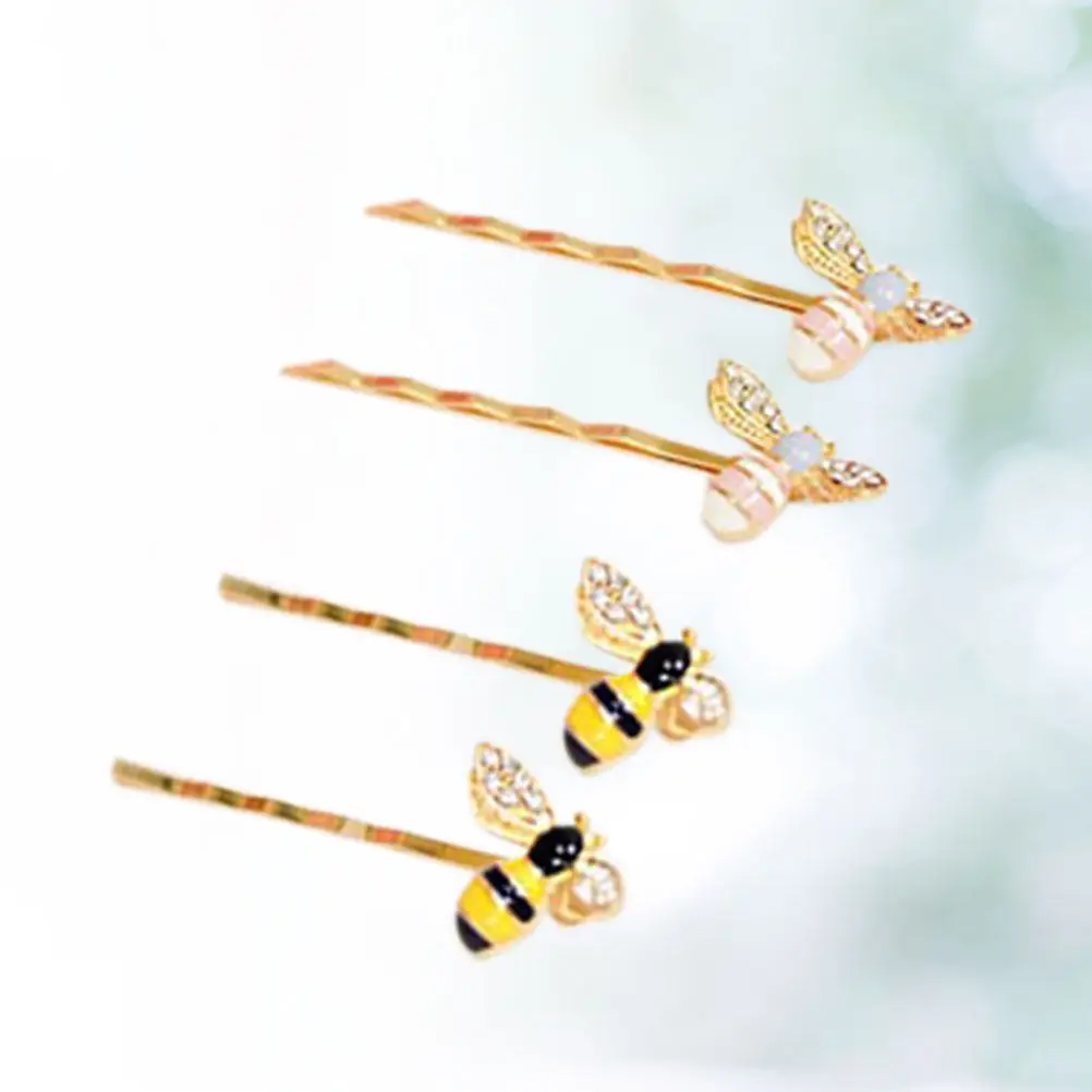 

4Pcs Bee Hairpin Alloy Clips Short Barrettes for Girls Women Hairpin Wedding Party Fashion Hair Accessories