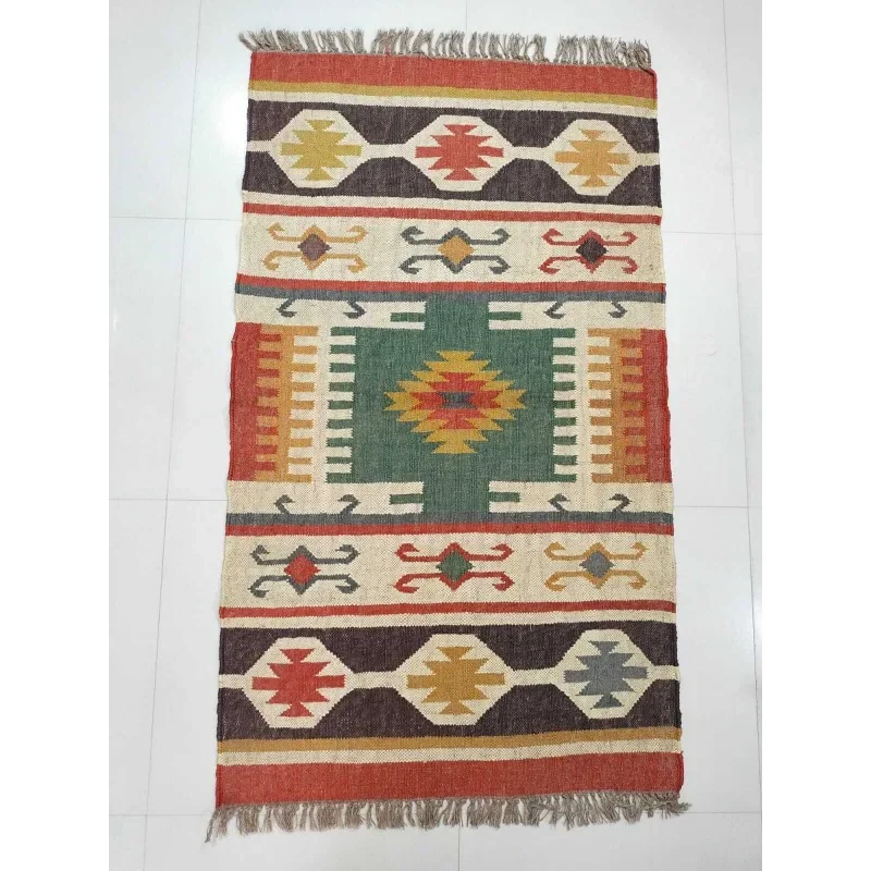 

Rug Indian Home Decor Boho Wool Jute Kilim Classic Colorful Stair Decor Area Rug