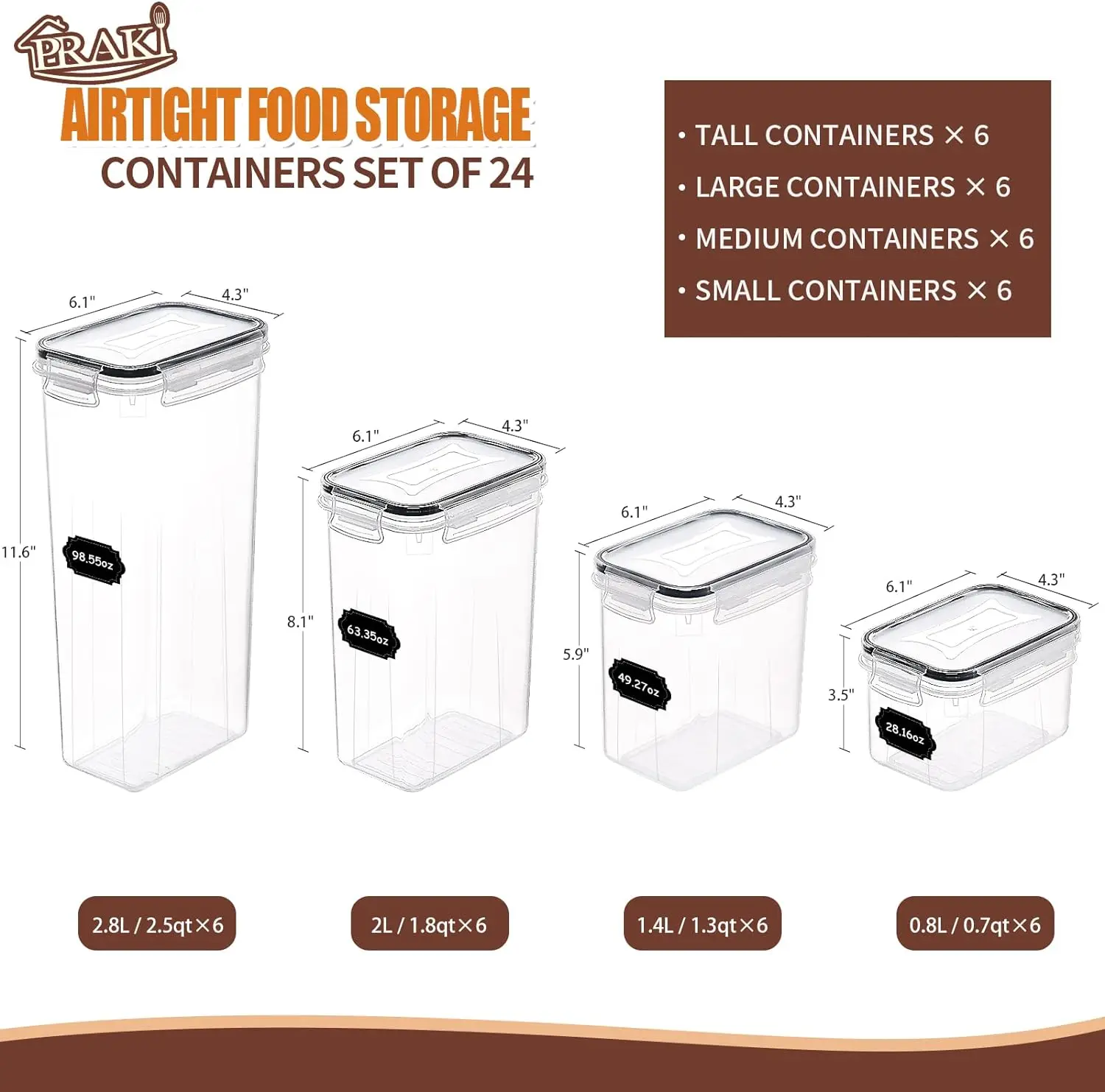 Airtight Food Storage Containers Set with Lids - 24 PCS BPA Free Kitchen and Pantry Organization Plastic Leak-proof