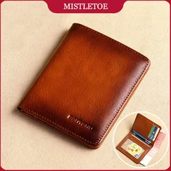 Men's Small Ultra-Thin Wallet Simple Design Brown/Black Genuine Cow Leather Fashion Accessory for 2025 Father's Birthday Gifts