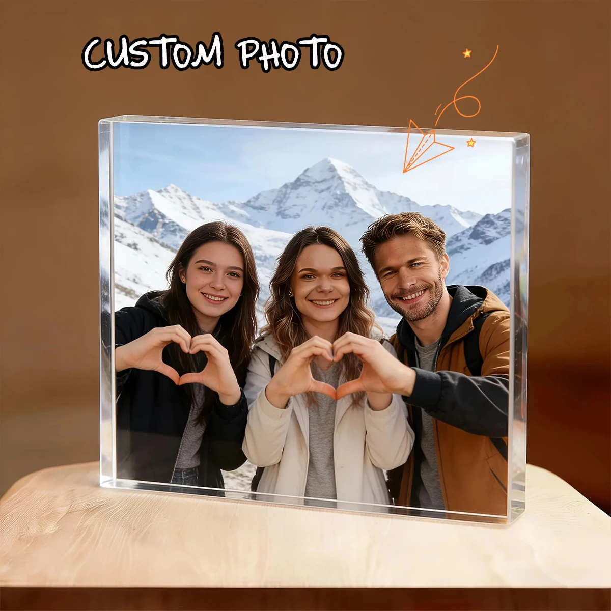 Personalized Custom Photo Acrylic Block Customized Picture Crystal Cube Desktop Frame Friend Family Anniversary Souvenir Gift