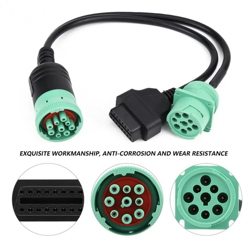 Truck Plug Detection Wire Plug 9-pin for Cummins Connection Cable J1939-9PIN Connector 9 Pin To OBD2 Interface Diagnosctic Tool