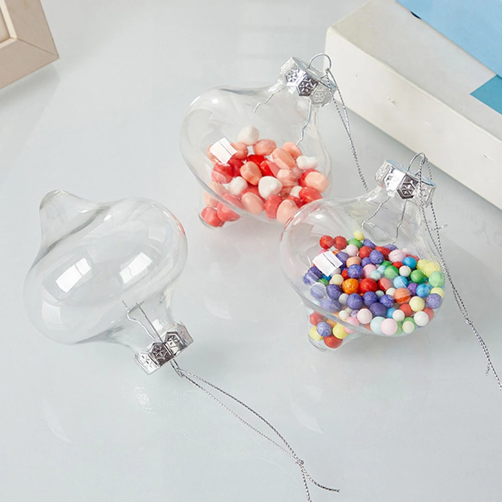 

10pcs Clear Fillable Christmas Balls Seamless Hollow Design Irregular Shaped Plastic Ornament For Xmas Tree Mall Window Holiday