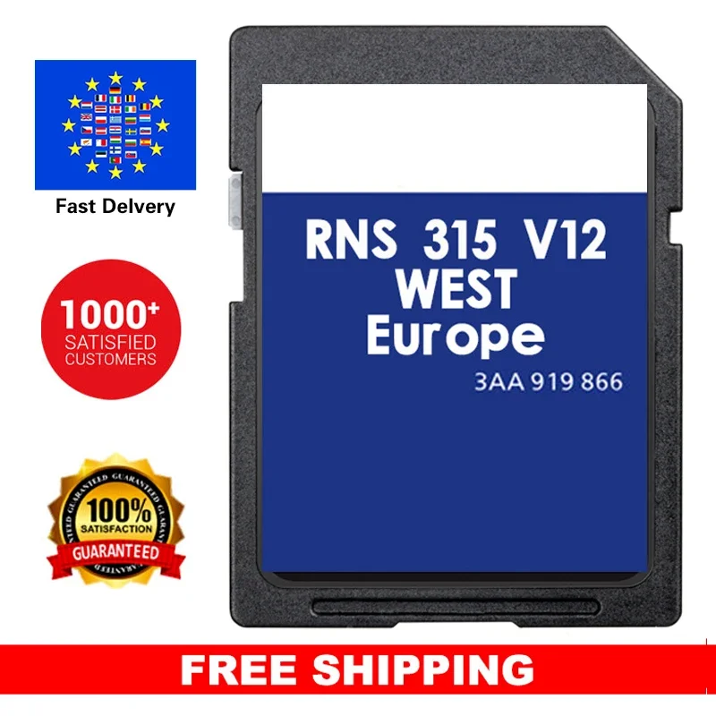 

SD Card Update for VW Amarok/Beetle/CC/Caddy/Golf/Passat/Tiguan/Polo Car AZ V12 Navigation RNS315 West EU Sat Nav 3AA051866BE