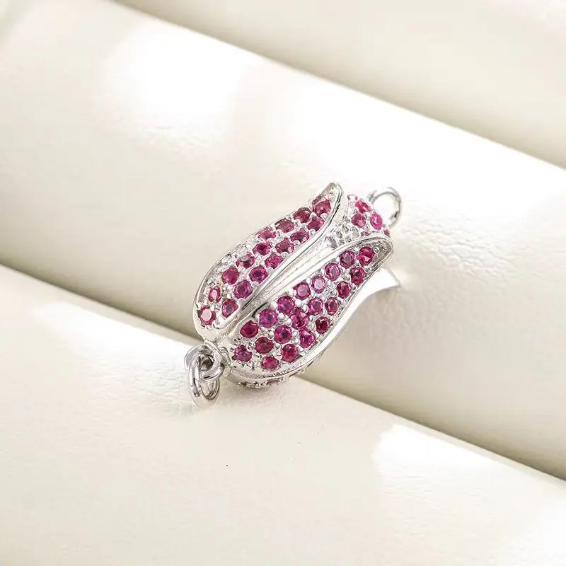 1piece red zircon Rose flower Clasp for making jewelry necklace DIY  connector  hook FPPJ wholesale