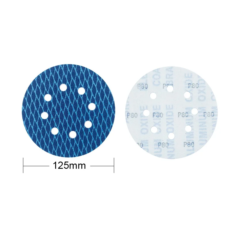 10pcs Blue Sanding Disc 5inch 125mm  Diamond Shape Orbital Sander Sandpaper 8 Hole Hook and Loop Pads Abrasive Tools Grit 60-320