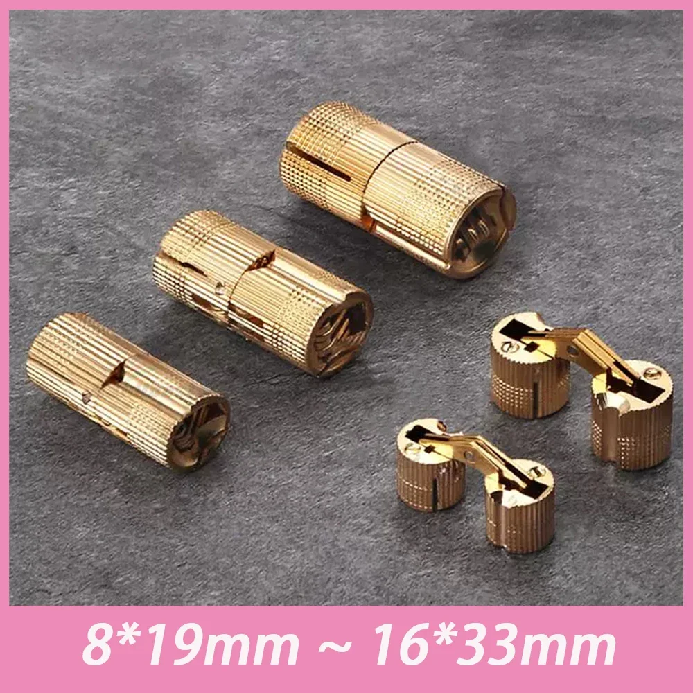 1Pcs Cylindrical Hidden Gate Hinge Copper Invisible Hinges Cross Hinge Hidden Furniture Hardware 8*19mm ~ 16*33mm