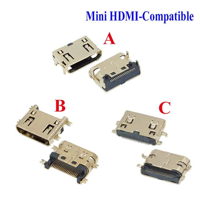 5 sztuk Mini złącze żeńskie kompatybilne z HDMI SMD 19 pin 19P lutowane metodą rozpływową kątowe złącze PCB Rohs gniazdo