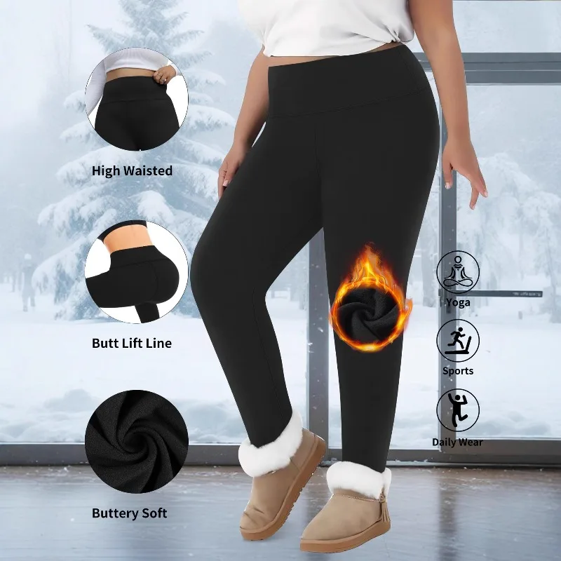 مفتوحة المنشعب حجم كبير النساء طماق الحرارية عالية الخصر بعقب رفع اليوغا السراويل صوف مبطن شتاء دافئ ضيق تجريب اللياقة البدنية