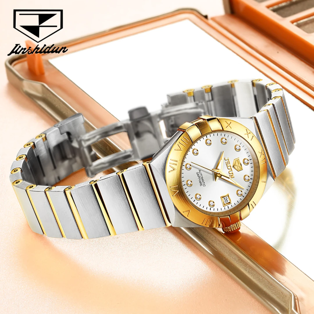 

JSDUN 8848 Mechanical Fashion Watch Gift Stainless Steel Watchband Round-dial Wristwatch Calendar