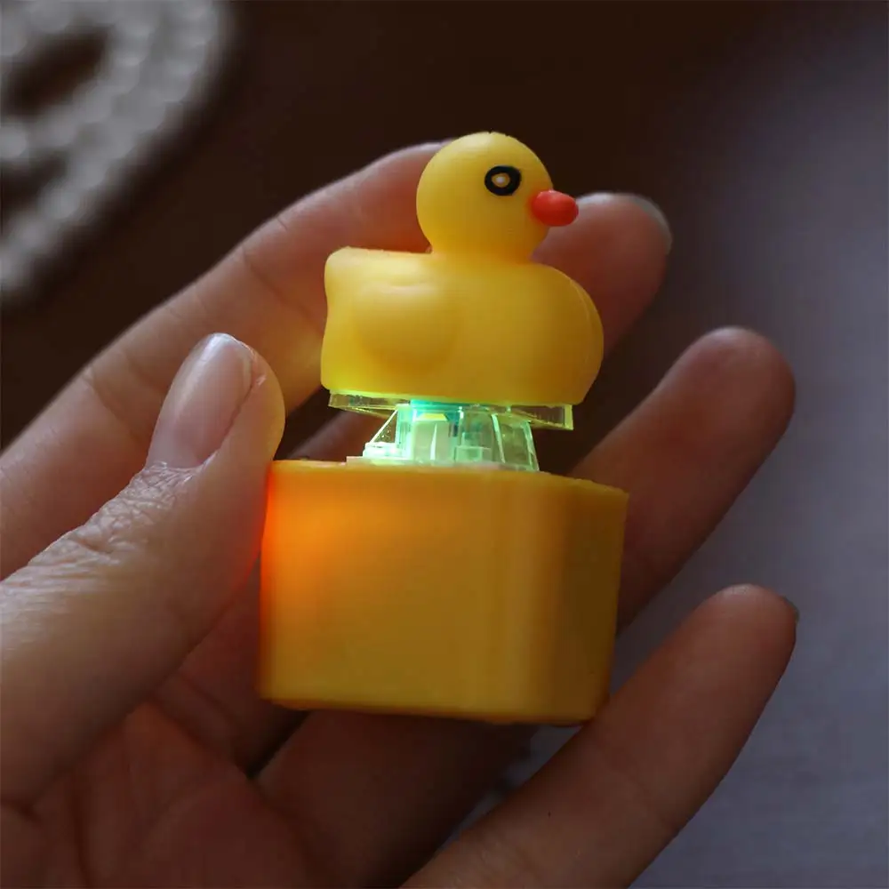 Plastic Croaking Frog Duck Keychain Fingertip Button With LED Light Frog Croaking Fidget Rechargeable Funny