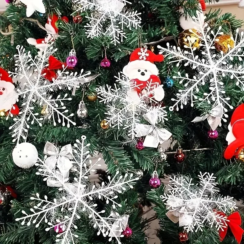 الكثير الأبيض ندفة الثلج حلي معلقة الاصطناعي بريق ندفة الثلج قلادة DIY بها بنفسك نافيداد شجرة عيد الميلاد إكليل ديكور لوازم