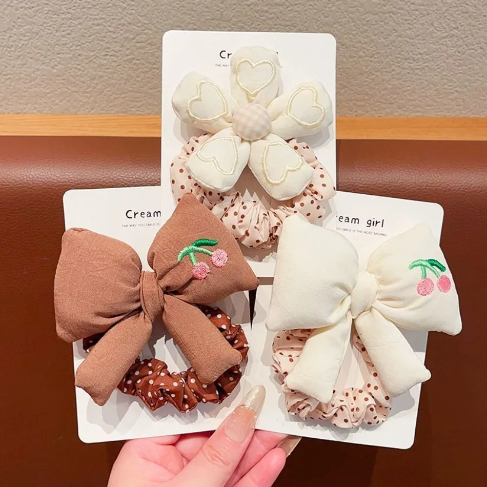 4 Uds. Conjunto de anillos para el cabello para niñas, accesorios para el cabello, diadema, flores simples y bonitas, cola de caballo alta, durabilidad, bandas para el cabello para niños HP01