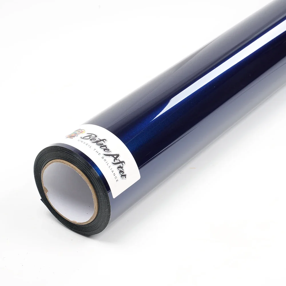 2025 Super glanzend metallic chroom blauw Verbazingwekkende kwaliteit stickerfilm Air-Release Car Wrap Vinylfolie PET Navarra blauwe autosticker