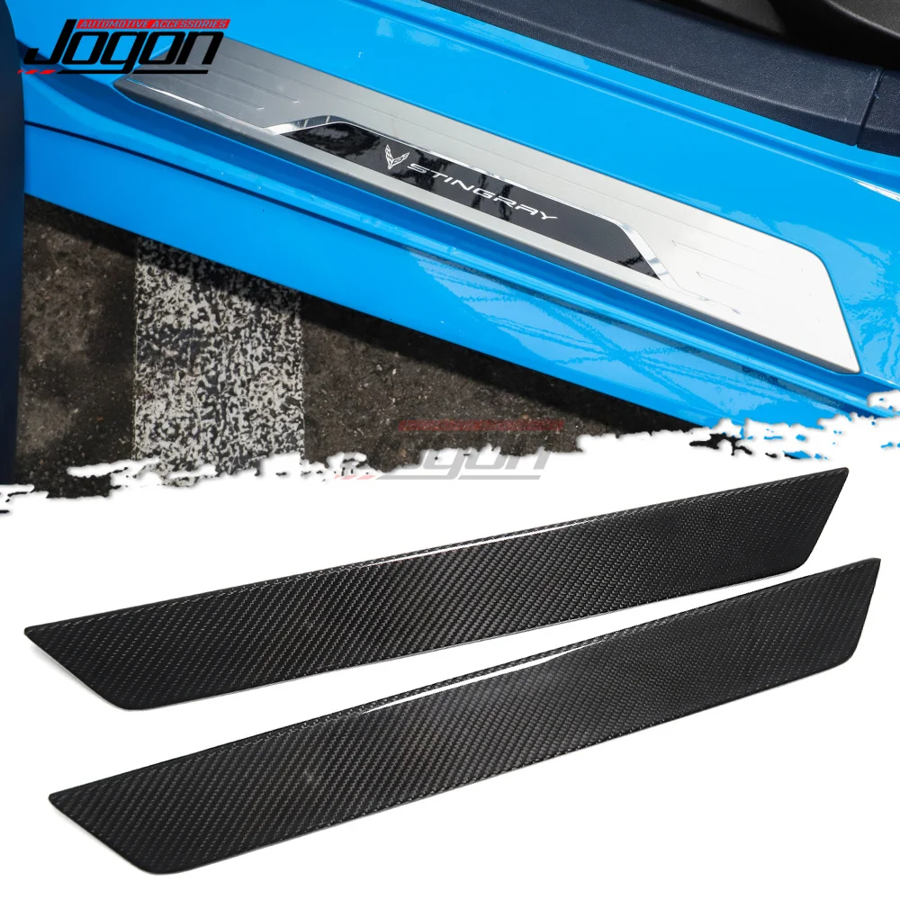 For Chevrolet Corvette C8 Stingray 2020-2023 Car Door Sill Trim Threshold Strip Protector Sticker Real Carbon Fiber