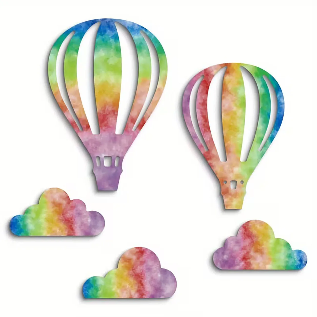 Wooden 2D wall decoration (5-piece set), double-sided nano adhesive, children's room decoration, soft wall decoration