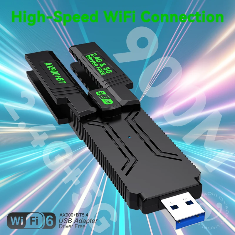 2-in-1 WIFI6 AX900 USB WiFi Bluetooth 5.4 무선 어댑터 듀얼 밴드 2.4G+5GHz 4개 안테나 802.11AX USB3.0 900Mbps WiFi 6 고속 네트워크 카드 수신기 동글 PC 노트북 WIN 10/11 드라이버 무료