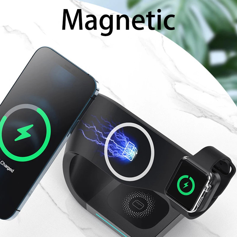 Magnetic 3 in 1 Wireless Charger Charging Station for Apple Magsafe iWatch Airpod iPhone 12 13 14 Pro Max 15W Induction Chargers