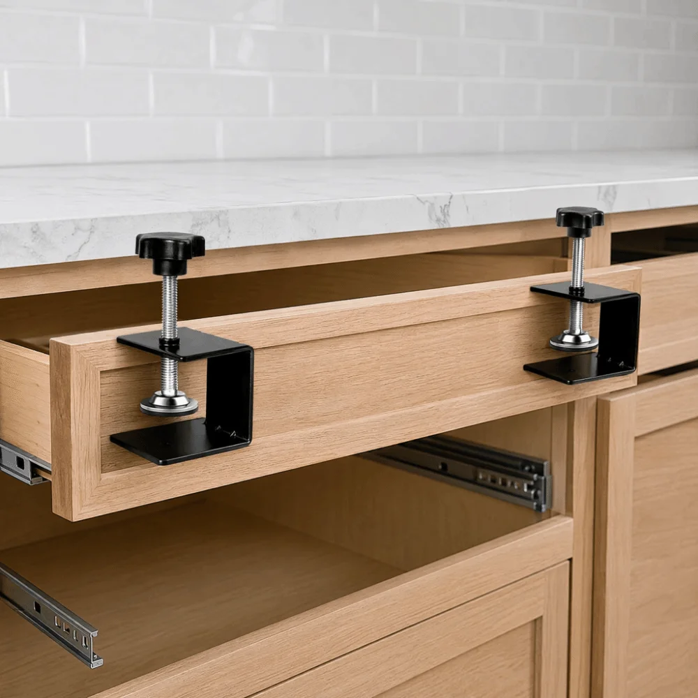 2pcs Cold Rolled Steel Drawer Installation Clamps Heavy Duty Non-slip Silicone Pad Cabinet C-Clamps Universal Design