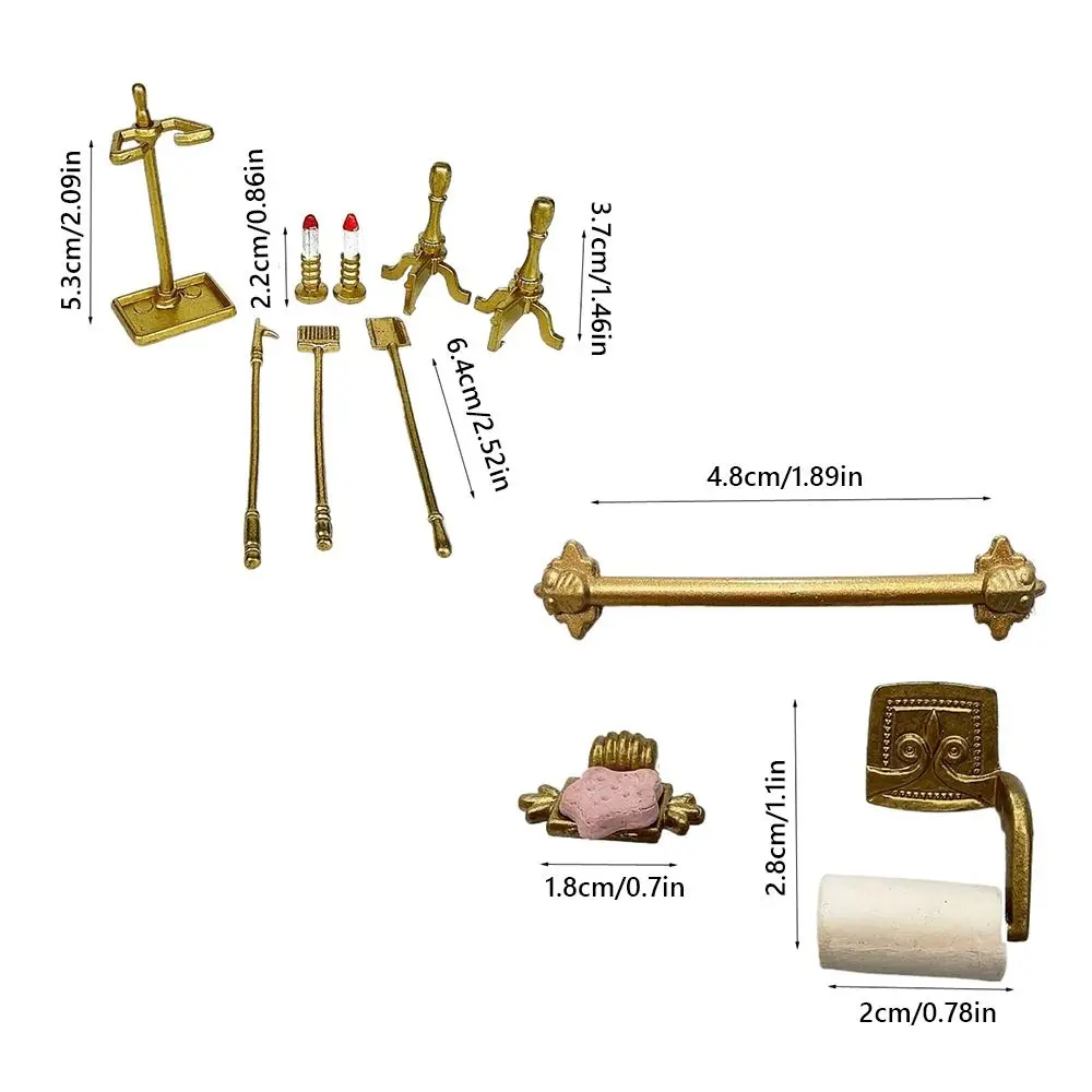 Portasapone per mobili per casa delle bambole in scala 1/12 Set portasciugamani per casa delle bambole in oro Modello Accessori per caminetto Accessori per la cucina delle bambole