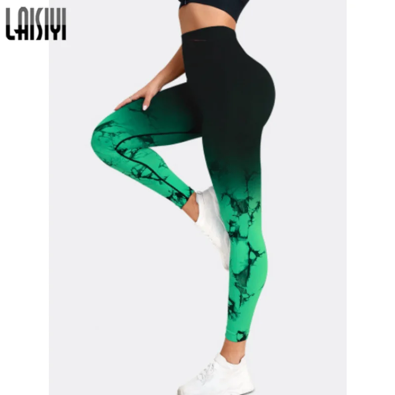 High Waist Push Up LAISIYI Gradient Gym Pants Woman Tights Sexy Fitness Workout Legging Sports Clothing Women Seamless Leggings