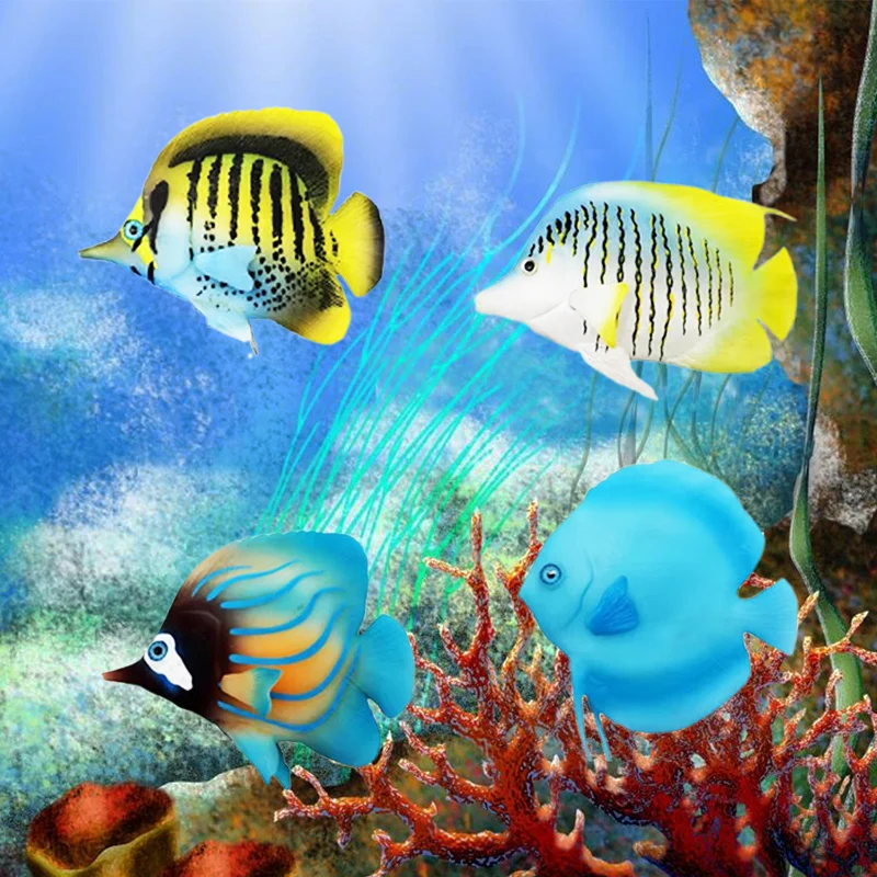 Neue simulierte Silikon leuchtende Fisch Kunststoff Marine tropische Fische Aquarium Aquascape Fee Fisch Dekoration Zier bedarf
