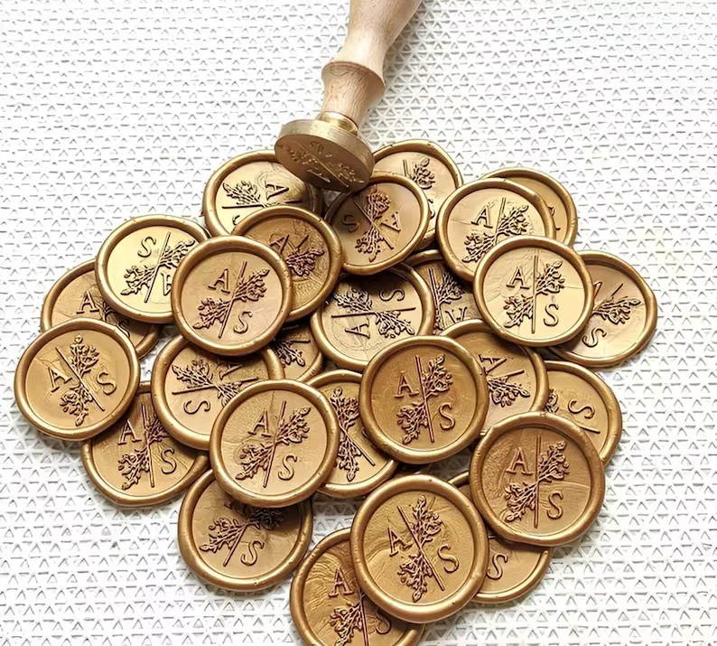 Custom Wedding Wax Seal Stickers, Handmade Wax Seals, Initial Wax Seals,Monogram Wax Seals, Self-Adhesive Wax Monogram Seals