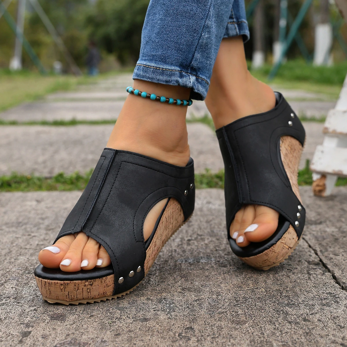 Women's High Heels With Wedges Shoes Woman Platform Sandals Summer Peep Toe Heeled Slippers Sandalias De Mujer_vogvips.com