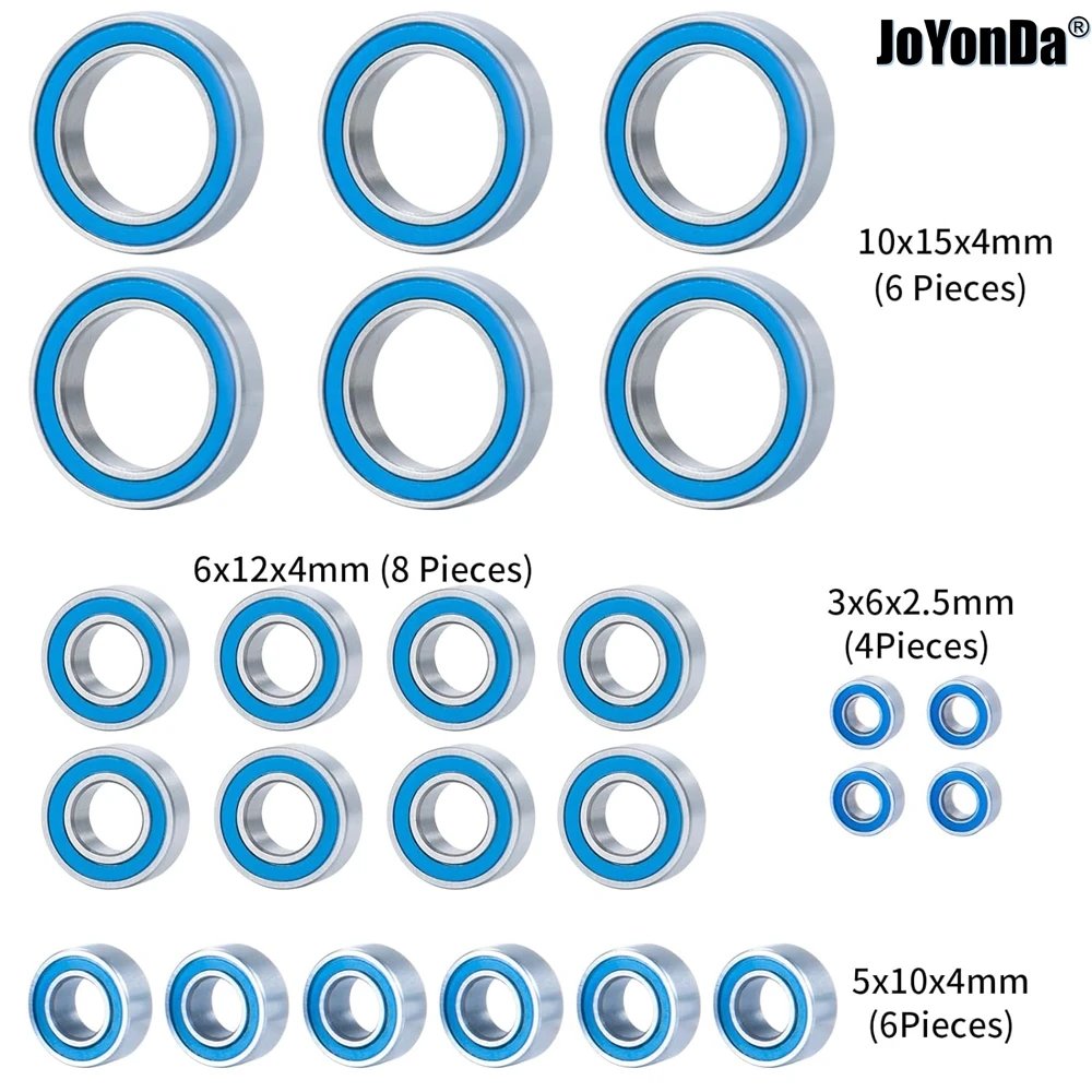 24-częściowy zestaw łożysk gumowych - precyzyjne łożysko o dużej prędkości do ciężarówki RC Losi 1/10 Baja Rey Rock Rey Buggy