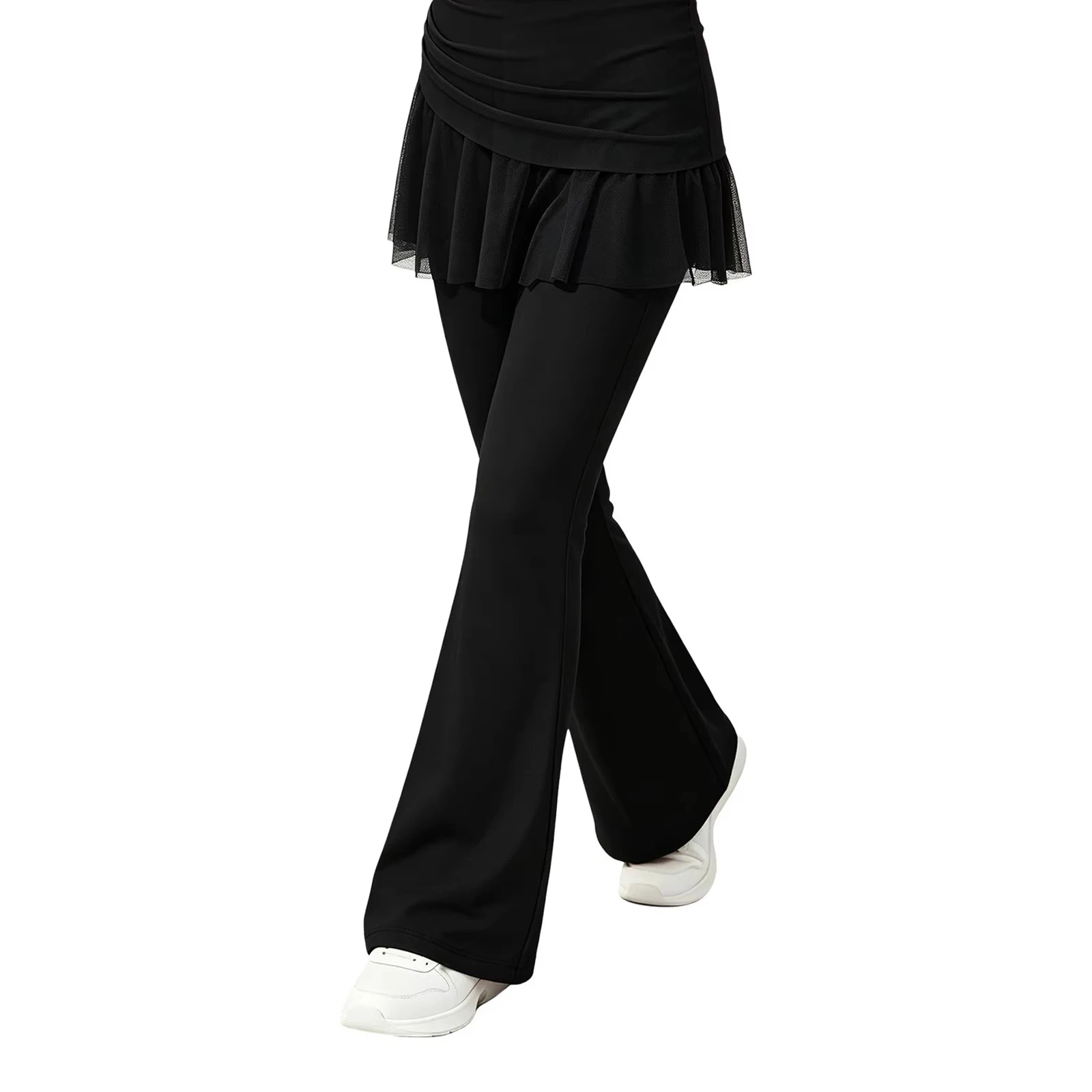 Kids Sport Bell Bottom Yoga Pants Girls Flares Child Lyrical Dance Flared Pantskirt Trousers for Exercise Workout Fitness Outfit