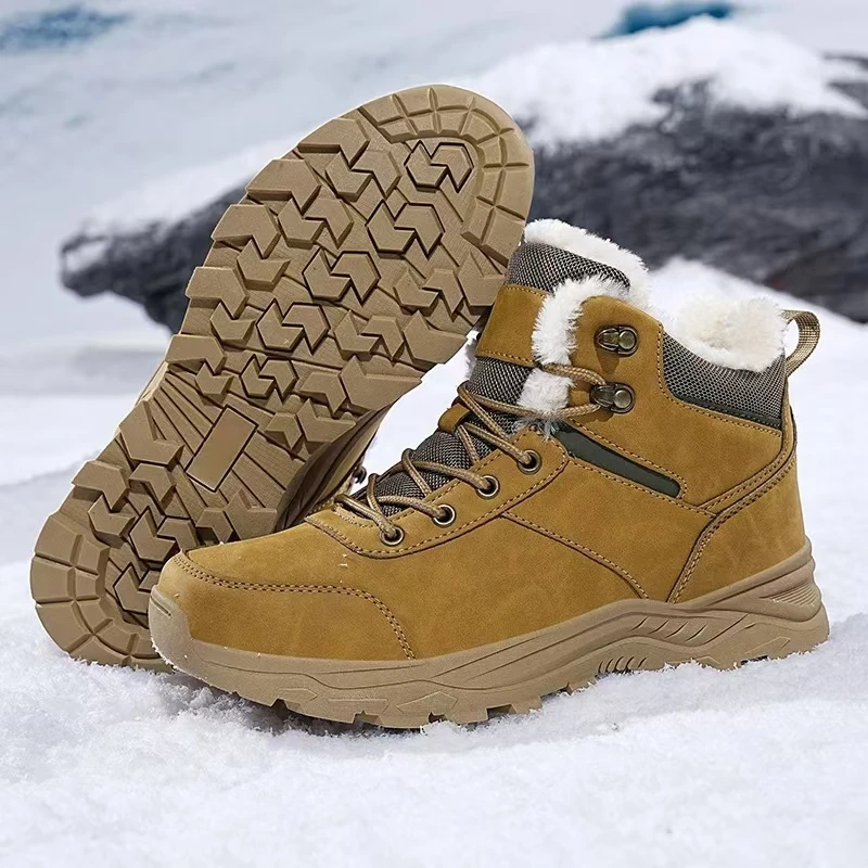 Non ald-Bottes de neige épaisses et chaudes pour hommes, bottes de rinçage à plateforme, imperméables, randonnée en plein air, canadisme, grande taille, 48, hiver, nouveau, 2025