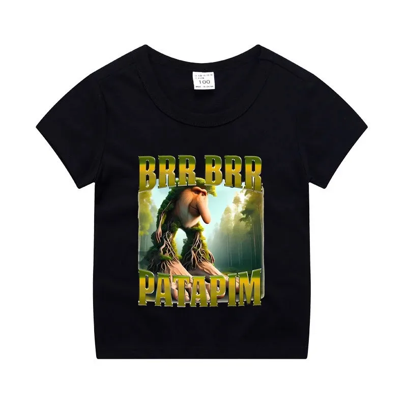 Brainrot italien T-shirt à manches courtes Tung Tung Tung Sahur T-shirt drôle Meme vêtements d'été dessin animé mignon hauts