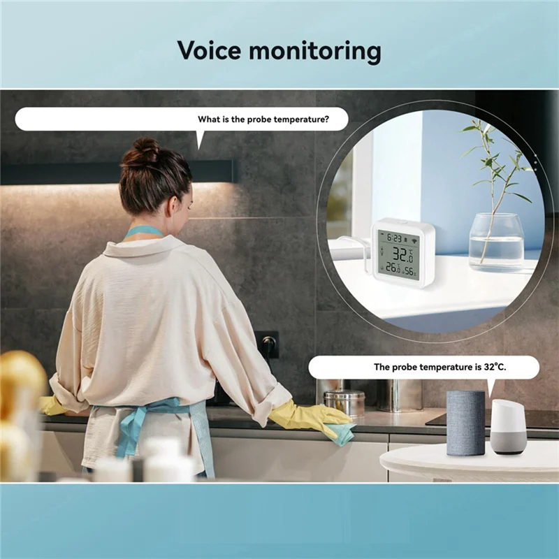【Hot Selling Items】Tuya Smart Home Wifi Temperature & Humidity Sensor With 1M External Probe App Remote Viewing Temperature Humi