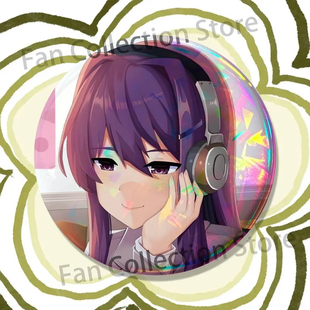 DDLC Anime Girl Y-Yuri Badges Creative Tinplate Button Pins Brooch Creative Quotes Badge Clothes Backpack Jewelry Gift