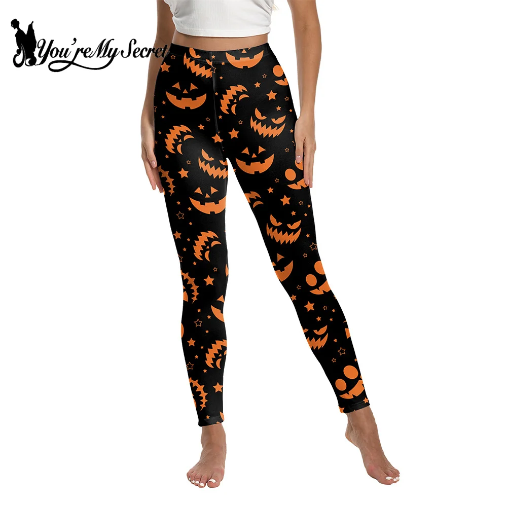 Halloween Pumpkin Graphic Leggings for Women Orange Grids Print Pants Mid Waist Casual Trousers Fancy Party Leggings Soft Bottom — купить у AliExpress WW