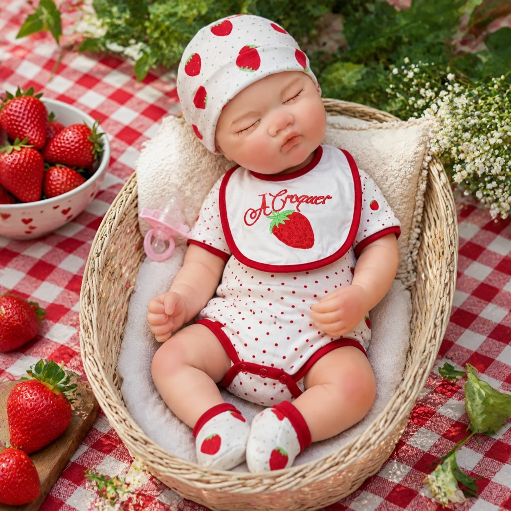 Sleep 45CM Silicone Doll Already Painted New Design Open Mouth Ultra-Soft reborn de silicona doll Ideal Gift For Kids' Birthday