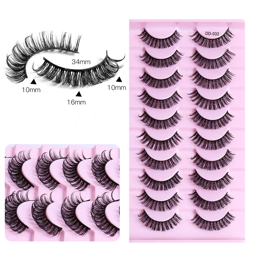 DD Curl-pestañas postizas rusas 3D, extensiones de pestañas postizas esponjosas reutilizables, 10-23mm, 10 pares