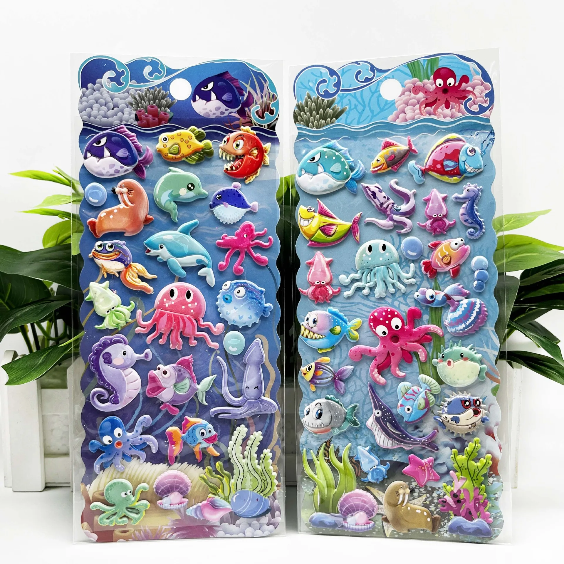 

4 pcs Cute Underwater Animals Octopus 3D Puffy Stickers Scrapbooking Diy Journal Stationery Sticker Cute Decor School Supplies
