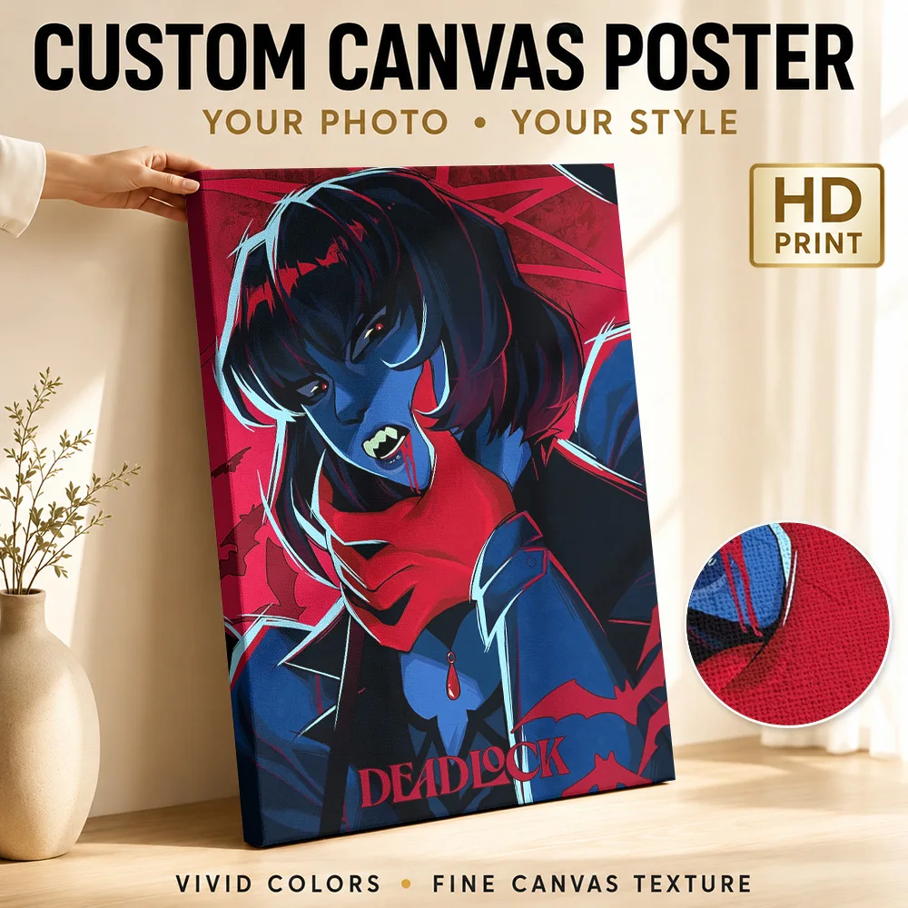 Vampire with Blood and Bats Canvas Poster Custom Photo Gothic Horror Wall Art for Bedroom Decor Collectible Ready to Hang Gift