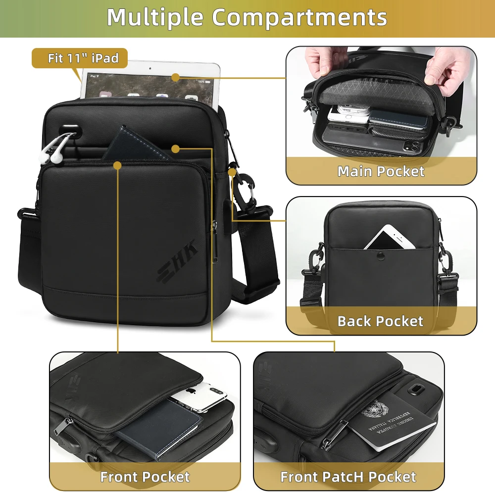 HK Messenger Sling Bags For Men Large Crossbody Bag for 11\